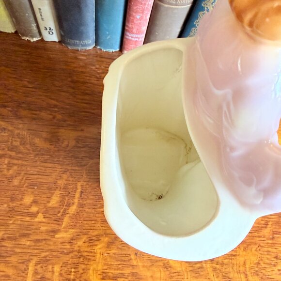 1950's Lady Planter/Head Vase Cream, Lilac and Gold Accents - Picture 12 of 14